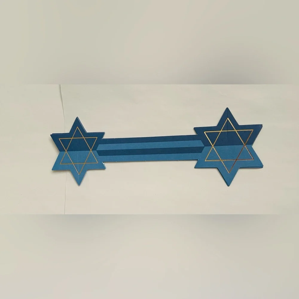 New 64 Blue Paper Napkin Rings Jewish Stars My Mind’s Eye made in Malaysia